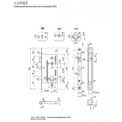 Schweres Einsteckschloss 1105KF 60mm