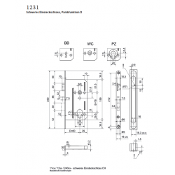 Schweres Einsteckschloss, Panikfunktion D 1231