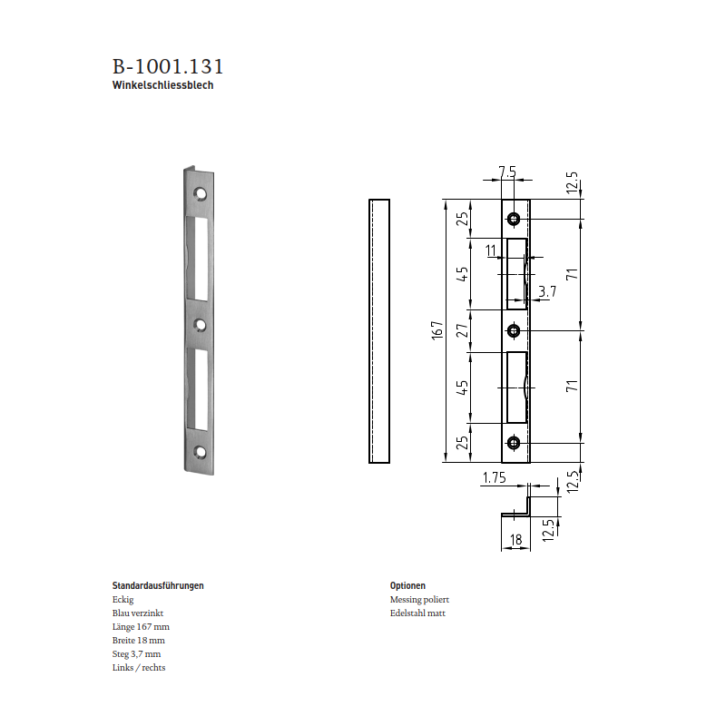 Winkelschliessblech B-1001.131