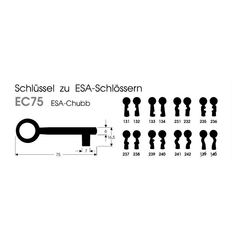 Schrankschlüssel EC 75